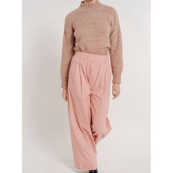 NEW Laude‎ The Label Hepburn Trouser Wide Leg Pull On Minimalist Pink Pants